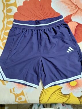 adidas Men’s Purple Athletic Shorts with White Trim and Logo